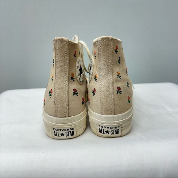 VHTF Converse platform floral suede high top athletic tennis shoes women's 10 - Picture 5 of 9